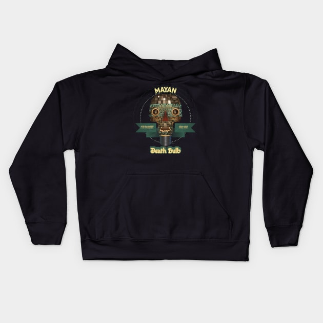 Mayan Deather Bulb Funny Mosaic Skull Kids Hoodie by DanielLiamGill